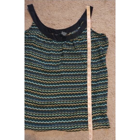 New York Co. Blue Green Black Chevron Stripe Sleeveless Sheer Women's Top Size L - Picture 5 of 6